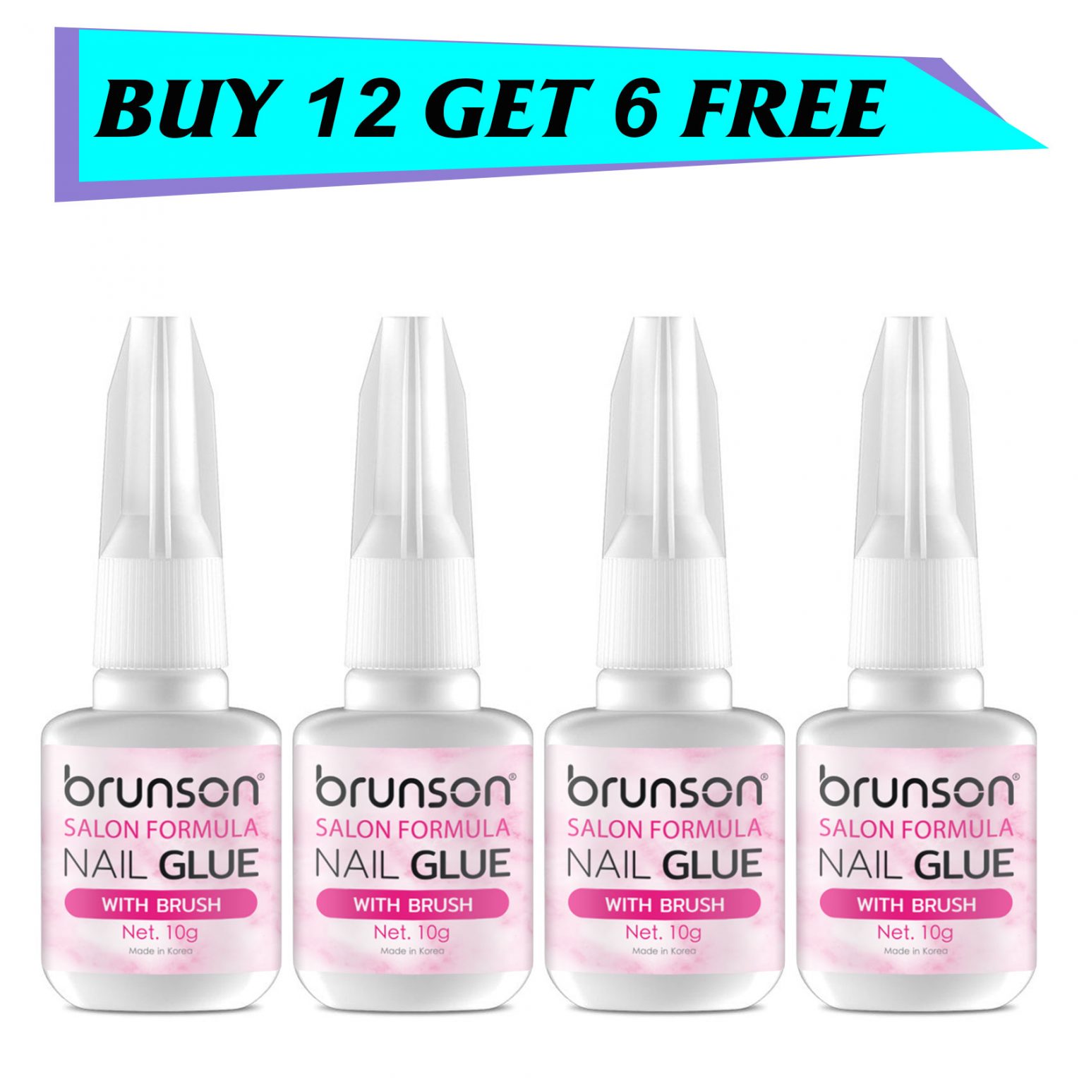 Nail Glue Kit for Nail Tips | Buy 12 Get 6 Free | Brunson