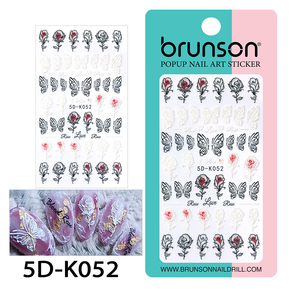 5D Flower Nail Art Stickers 5D-K52 | Best Nail Design | Brunson