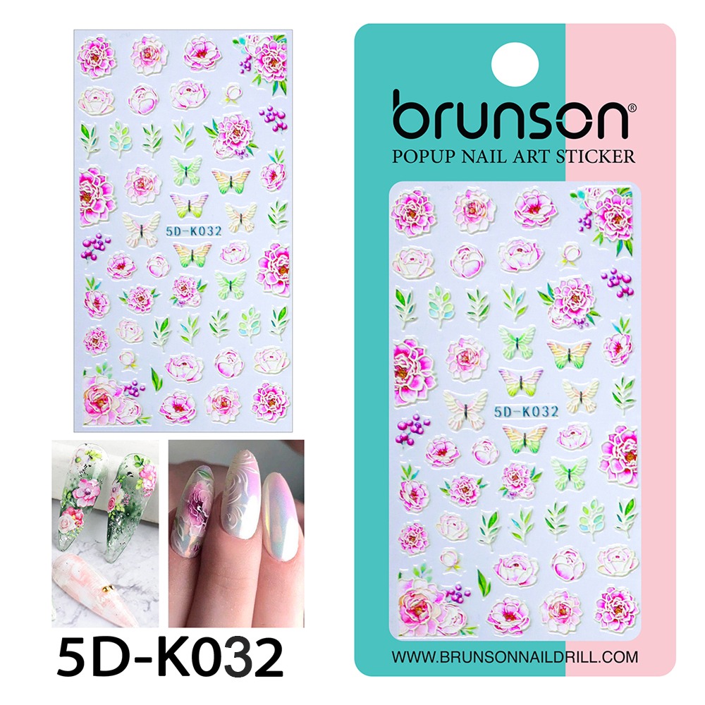 5D Flower Nail Art Stickers 5D-K032 | Best Nail Design | Brunson