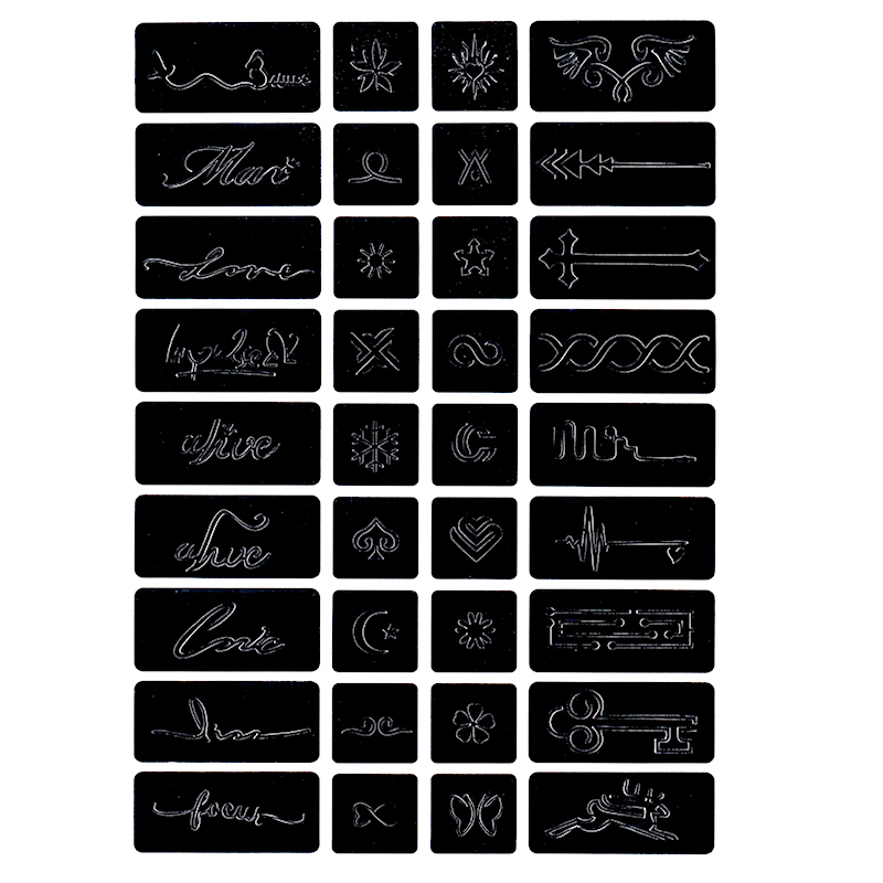 Custom Body Art Airbrush Nail Stencils - Design Series Set # 1 includes 20  Individual Nail Templates with 13 Designs 